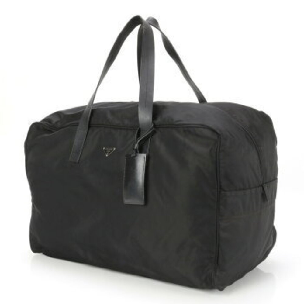 Prada Suitcase Bag Leather on Boston Trunk Travel Tessuto Carry Tote Shoulder
